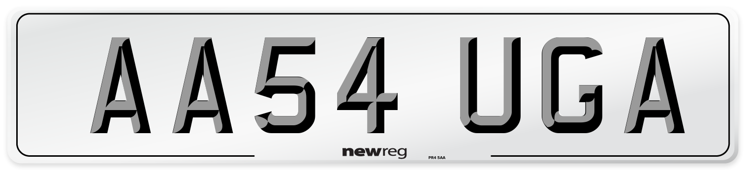 AA54 UGA Number Plate from New Reg